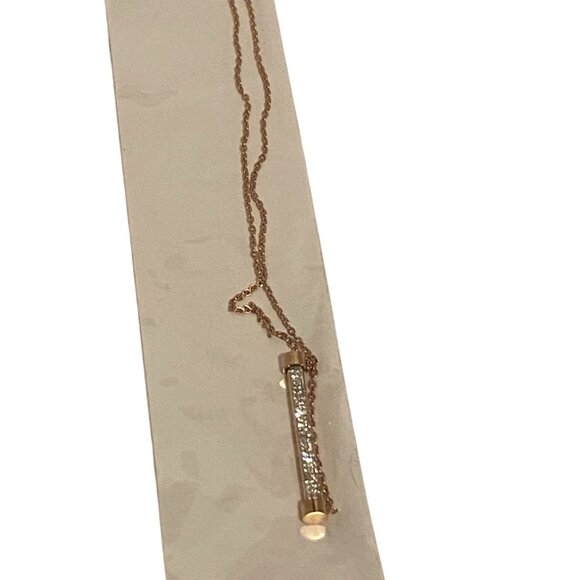 Rose Gold Fancy Zircon Bar Necklace Titanium Steel‎ For Women - Picture 2 of 4